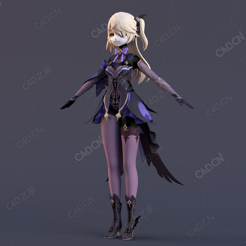原神游戏卡通动漫角色少女菲谢尔C4D模型Mace