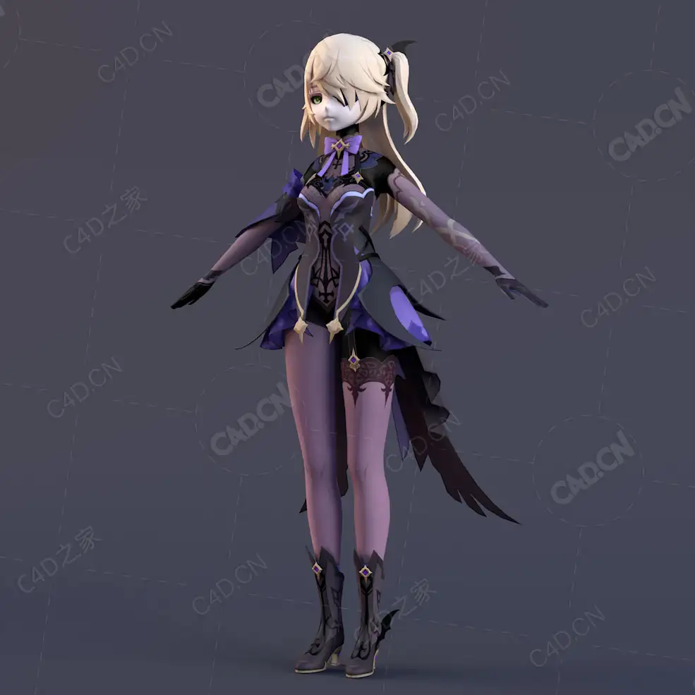 原神游戏卡通动漫角色少女菲谢尔C4D模型Mace