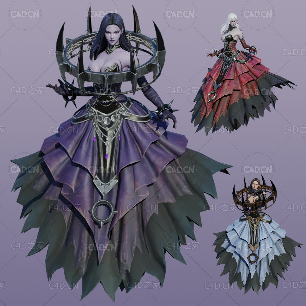 女魔巫师伊丽莎白游戏角色女性人物C4D模型Elizabeth - 3D Model - C4D之家 - 1.jpg