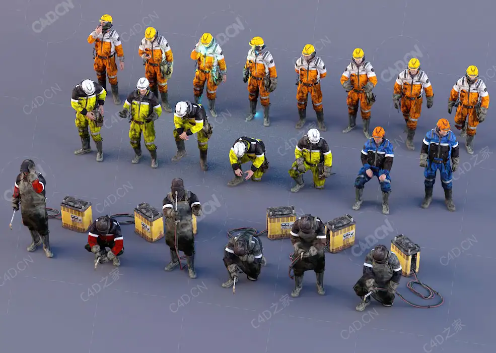 21个专业工人焊工道路维护工人电力工人人物角色C4D模型 - C4D之家 - C4D.jpg