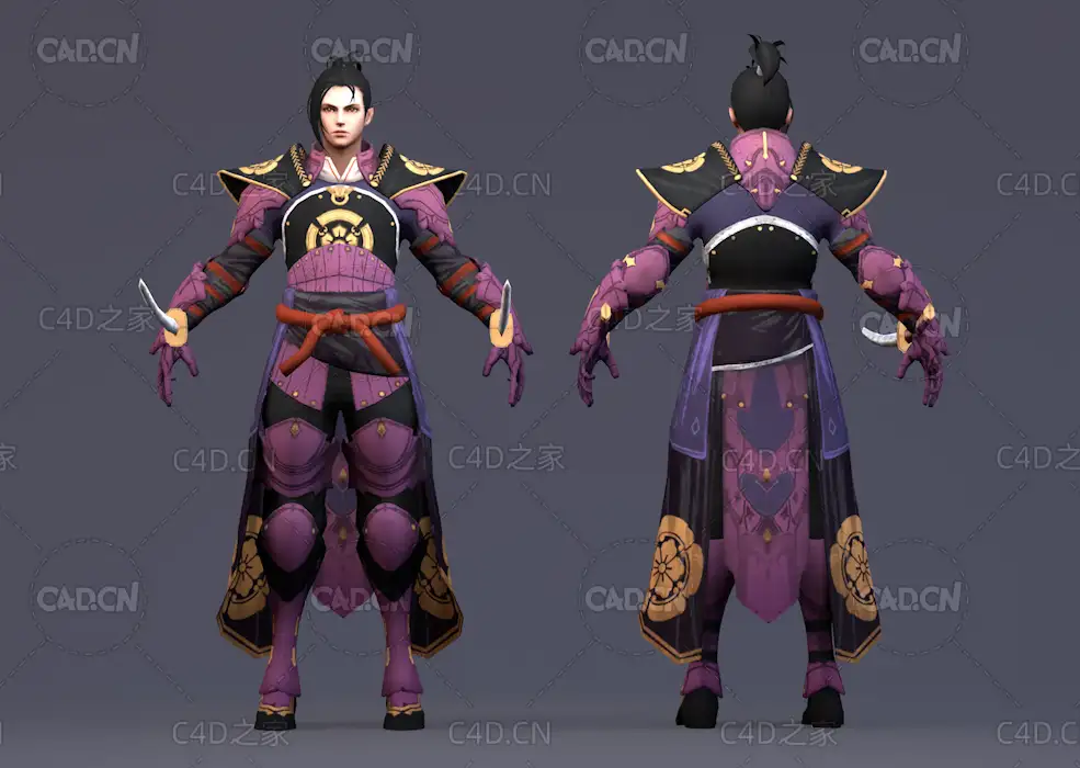 古装年轻男子持刀少侠游戏角色人物C4D模型Kalkin Kojiro v1.0 - C4D之家 - C4D.jpg