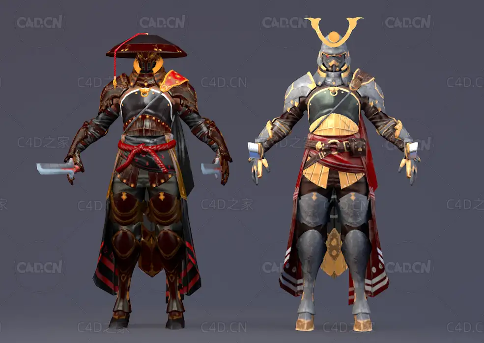 全副武装身披铠甲的东瀛武士角色人物C4D模型Kalkin - C4D之家 - C4D.jpg