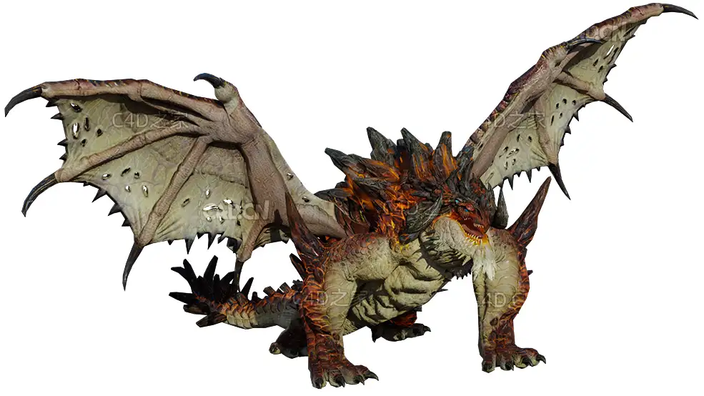 烈焰魔龙C4D模型Red Dragon - 3D Model