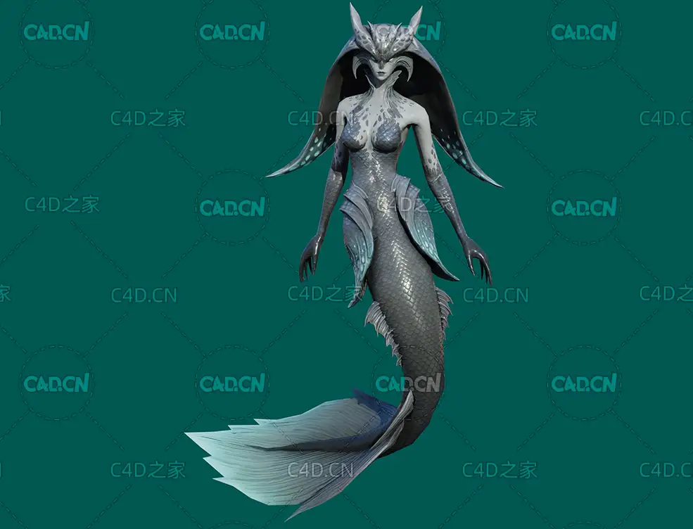 美人鱼C4D模型Shadow Mermaid - 3D Model