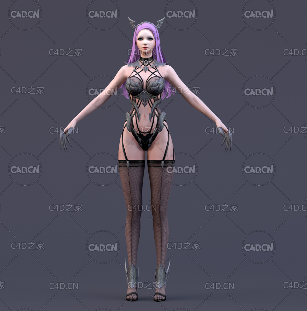 黑色网袜的性感女孩C4D模型WhiteSnow (Sera)(v1.0)