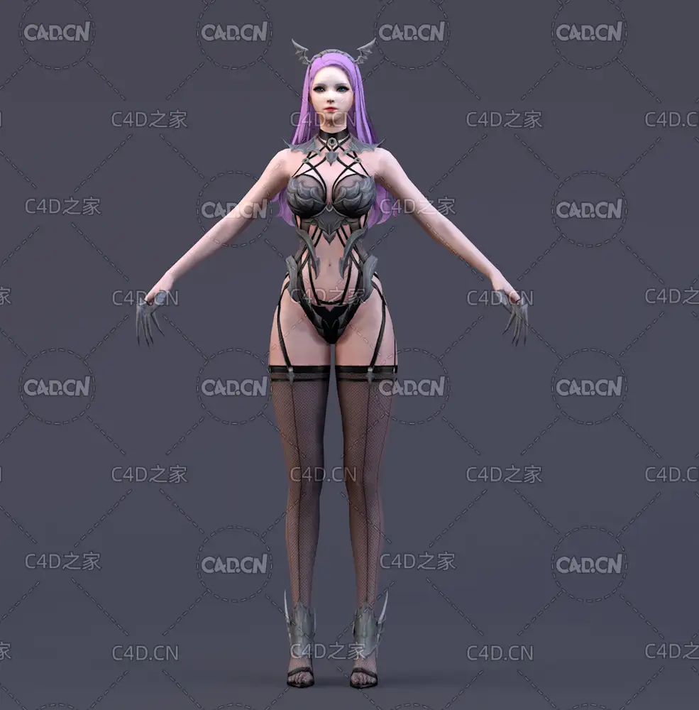 黑色网袜的性感女孩C4D模型WhiteSnow (Sera)(v1.0)