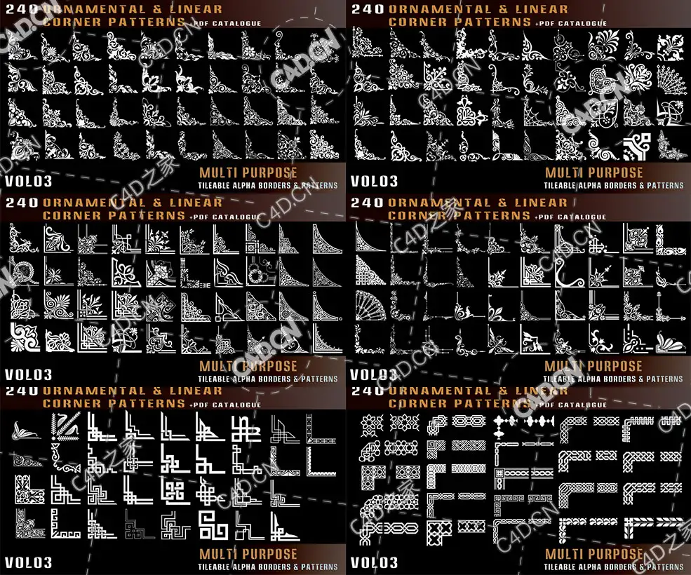 240个艺术花边转角装饰图案240 ornamental and linear corner patterns alpha-vol 03 - C4D之家 - 未标题-1.jpg