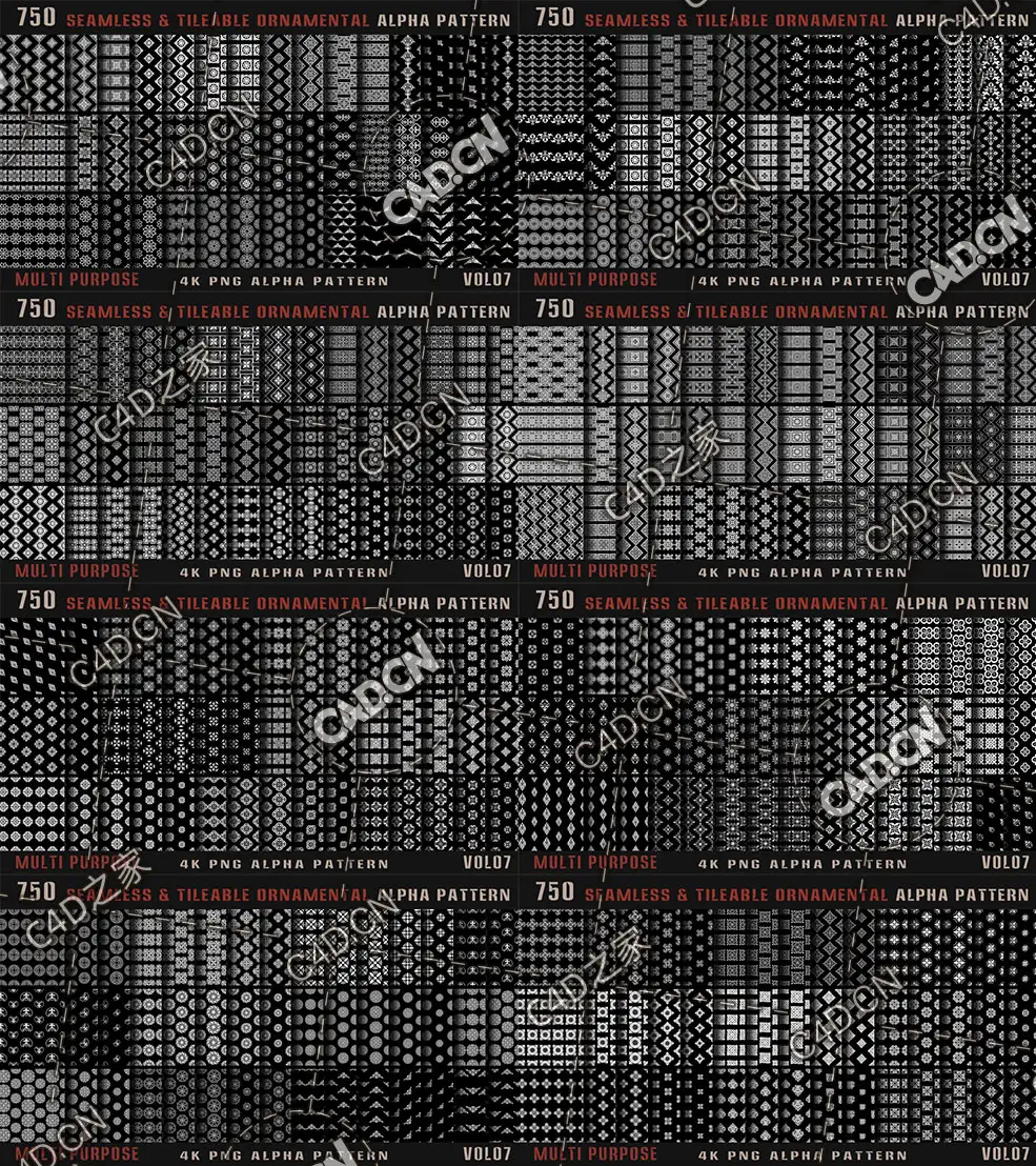 750个无缝瓷砖边框装饰图案750 seamless - tileable ornamental alpha pattern-Vol07 - C4D之家 - 未标题-2.jpg