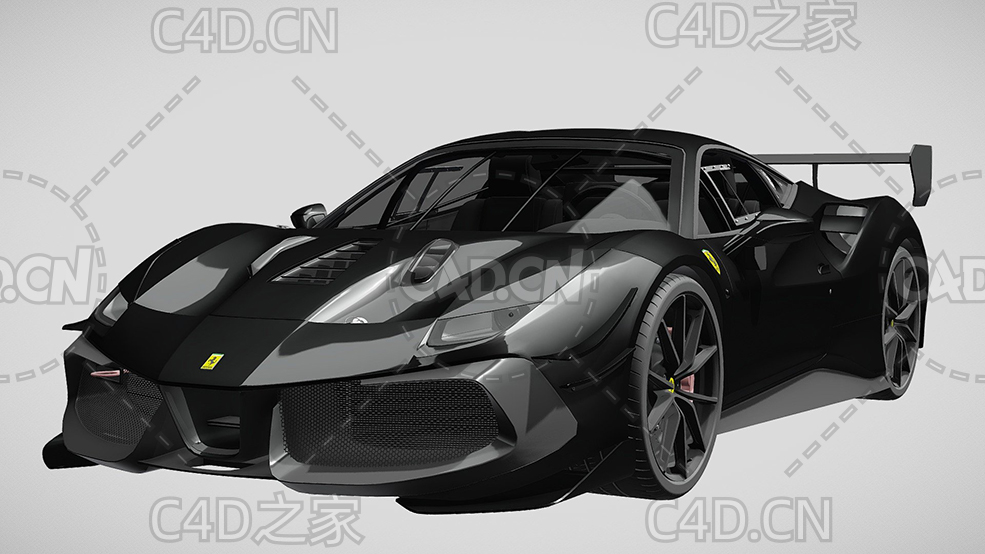 法拉利gtb488豪华跑车2021款C4D汽车模型下载 - C4D之家 - 160.jpg