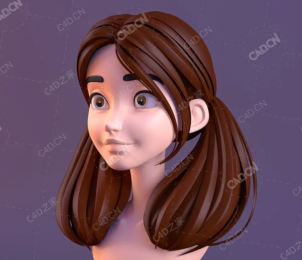 卡通女孩头像C4D模型cartoon girl - C4D之家 - 01-拷贝.jpg