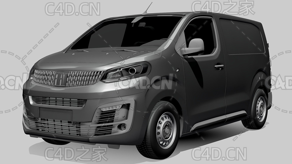 菲亚特汽车MPV面包车商务车2022款C4D汽车模型下载