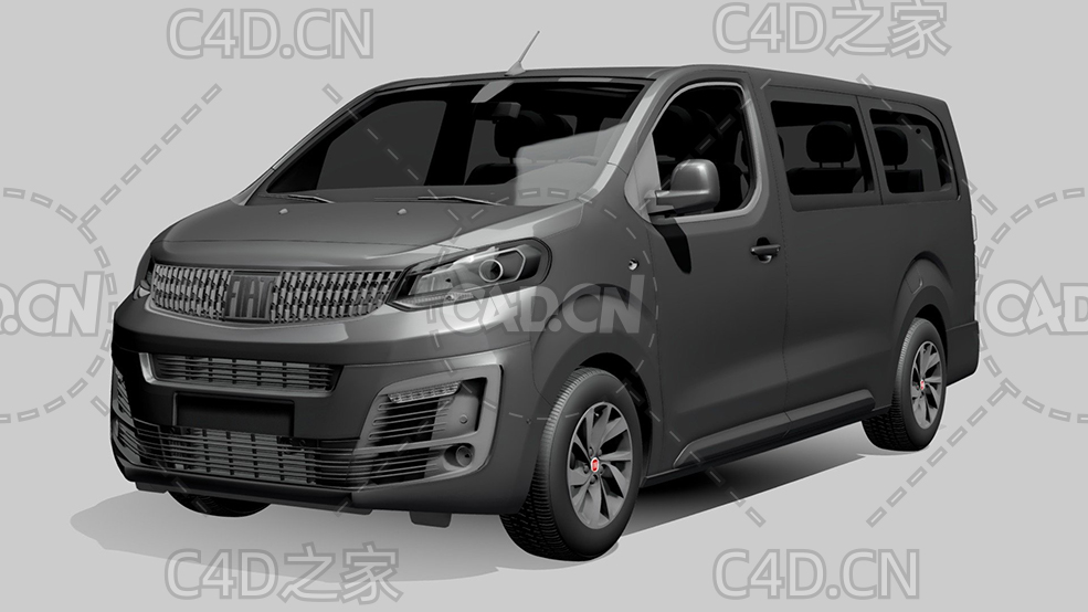 菲亚特汽车尤利西斯封闭车厢面包车2022款C4D汽车模型下载