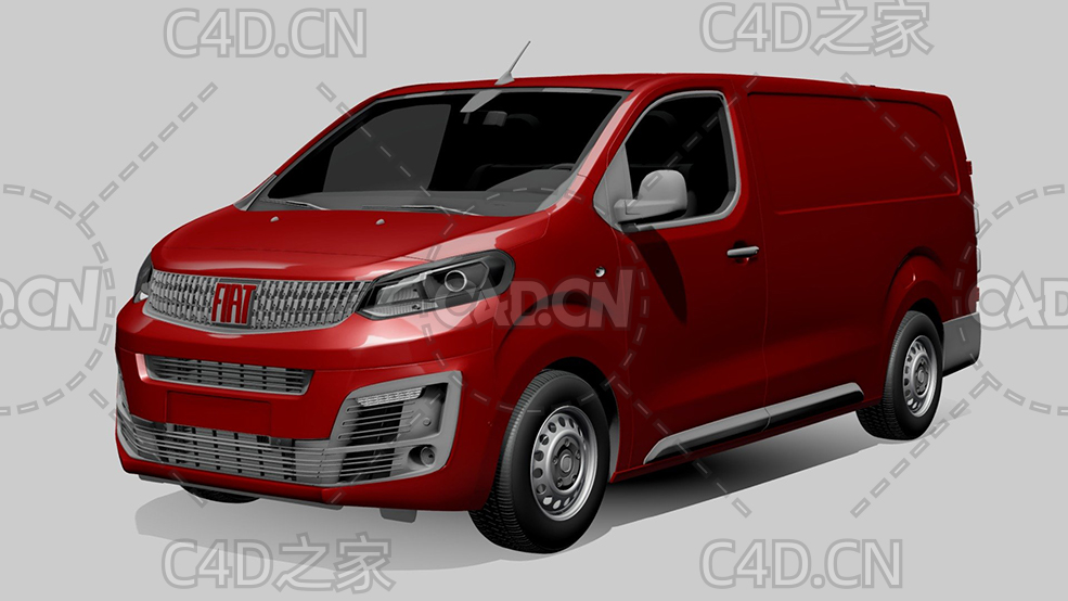 菲亚特汽车MPV面包车商务车2022款C4D汽车模型下载