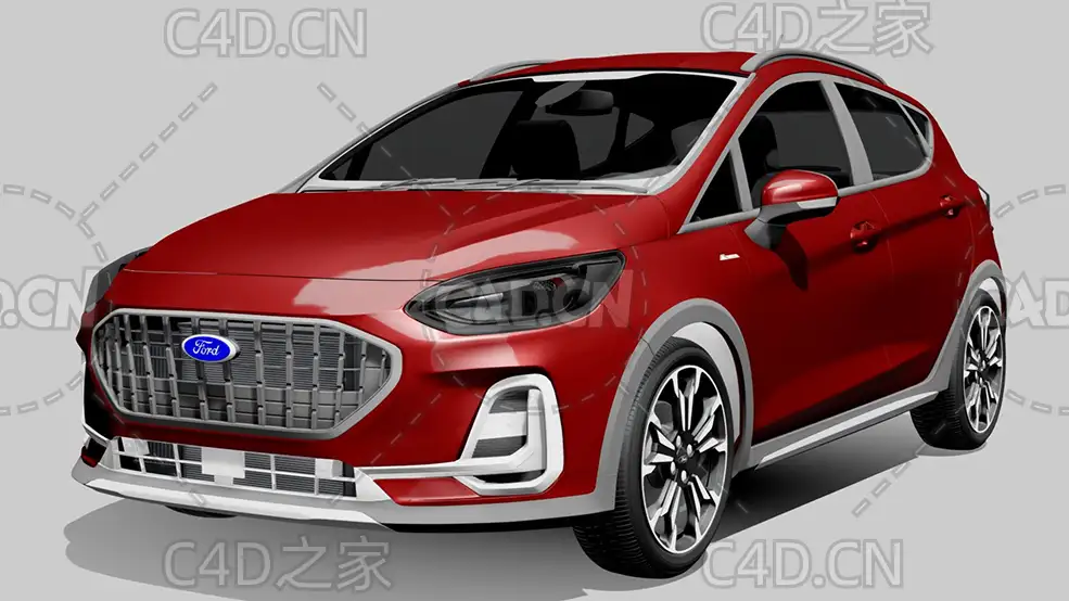 福特嘉年华五门轿车2022款C4D汽车模型下载
