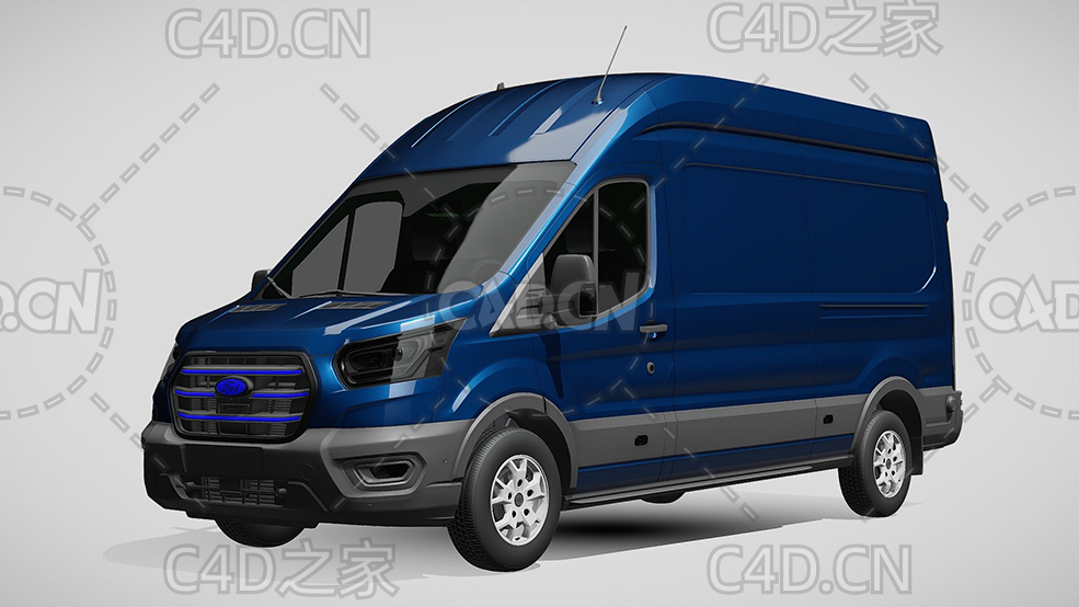 福特汽车面包车封闭玻璃货车2022款C4D汽车模型下载 - C4D之家 - 229.jpg
