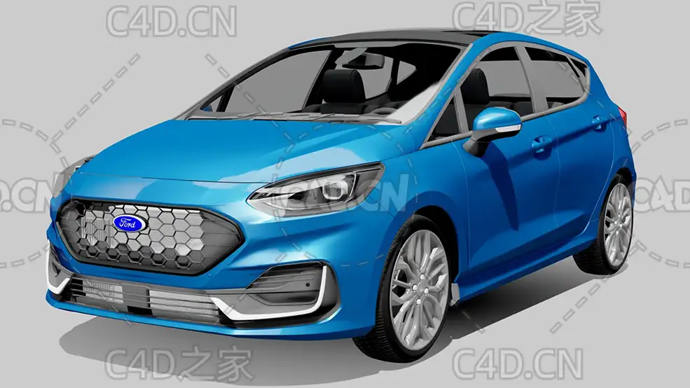 福特嘉年华5门汽车2022款C4D汽车模型下载