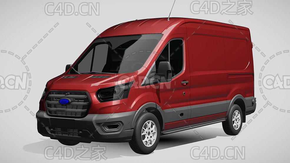 福特汽车封闭货车面包车2021款C4D汽车模型下载 - C4D之家 - 235.jpg