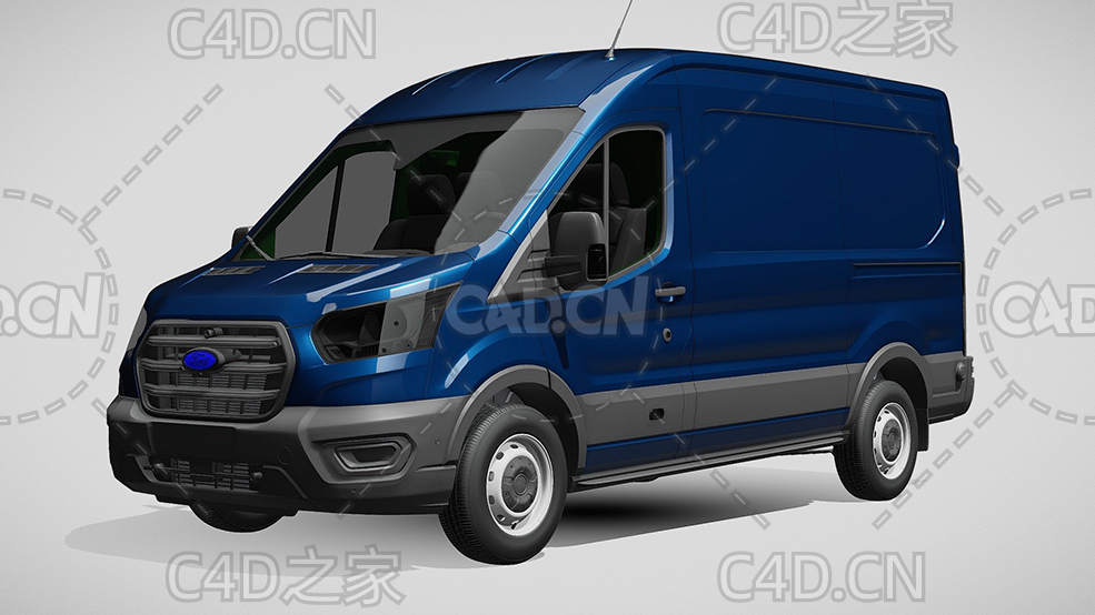 福特汽车封闭货车面包车2021款C4D汽车模型下载 - C4D之家 - 234.jpg