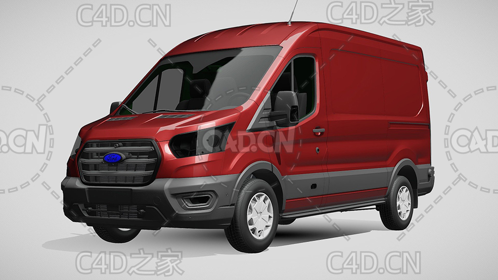 福特汽车封闭货车面包车2021款C4D汽车模型下载 - C4D之家 - 237.jpg