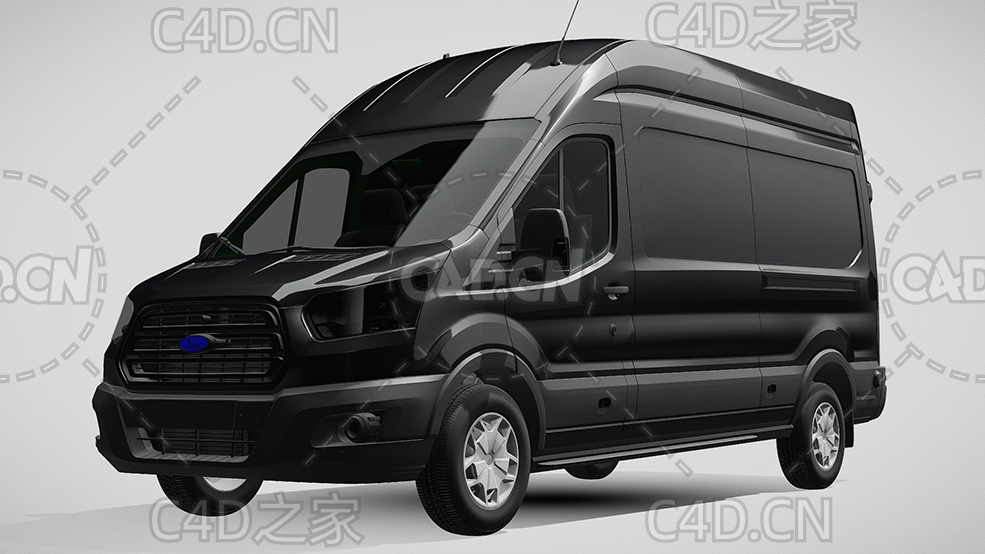 黑色福特汽车封闭货车面包车2018款C4D汽车模型下载 - C4D之家 - 238.jpg