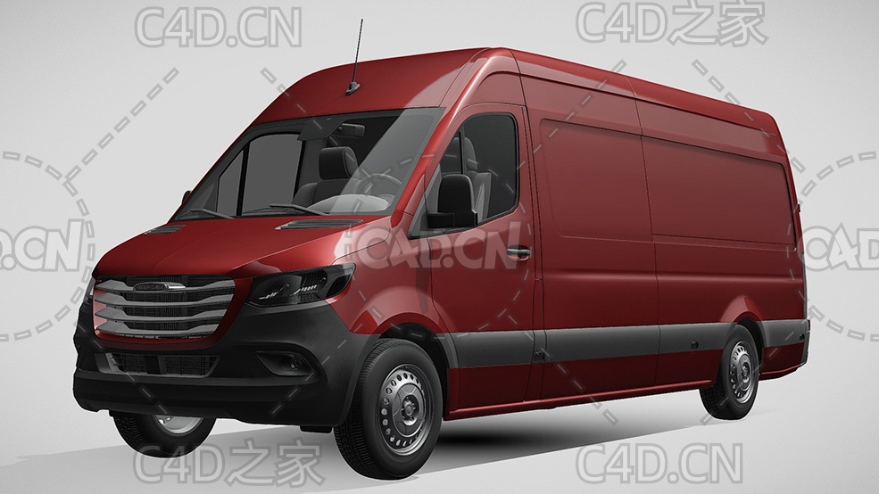 红色福莱纳货运面包车封闭玻璃货车2019款C4D汽车模型下载 - C4D之家 - 244.jpg