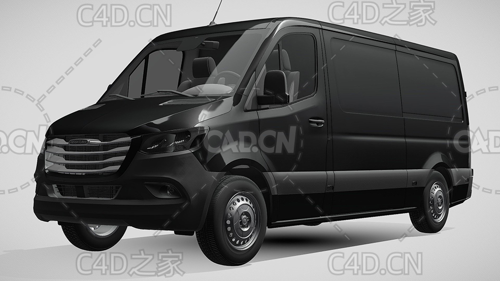 黑色福莱纳货运面包车封闭玻璃货车2019款C4D汽车模型下载 - C4D之家 - 243.jpg
