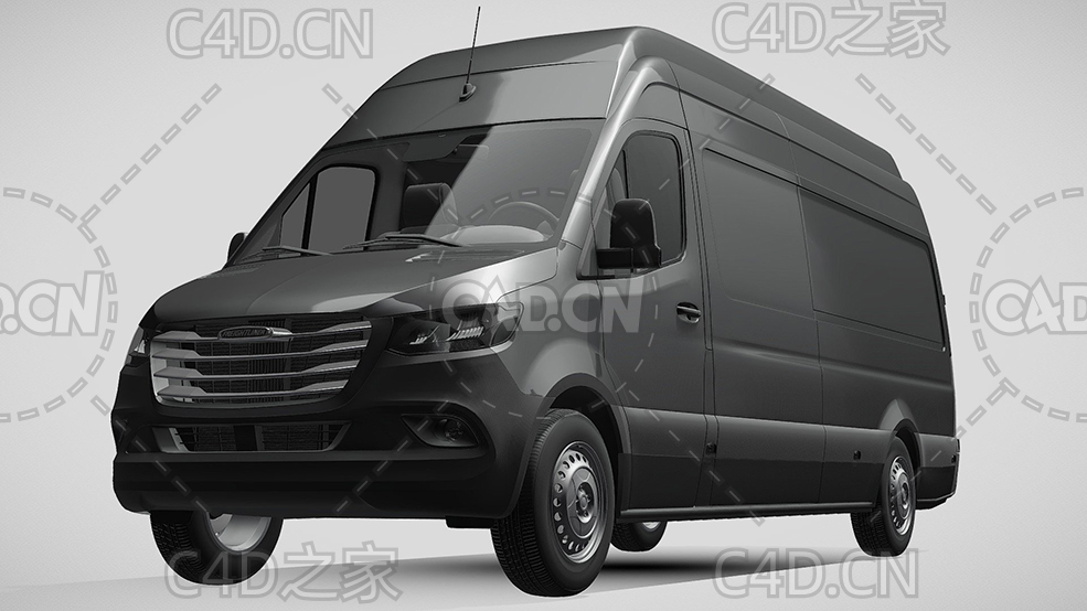 灰色福莱纳货运面包车封闭玻璃货车2019款C4D汽车模型下载 - C4D之家 - 245.jpg
