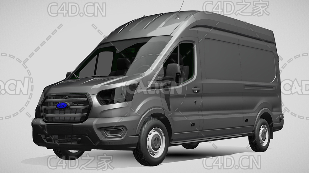 灰色福特汽车封闭货车面包车2021款C4D汽车模型下载 - C4D之家 - 239.jpg