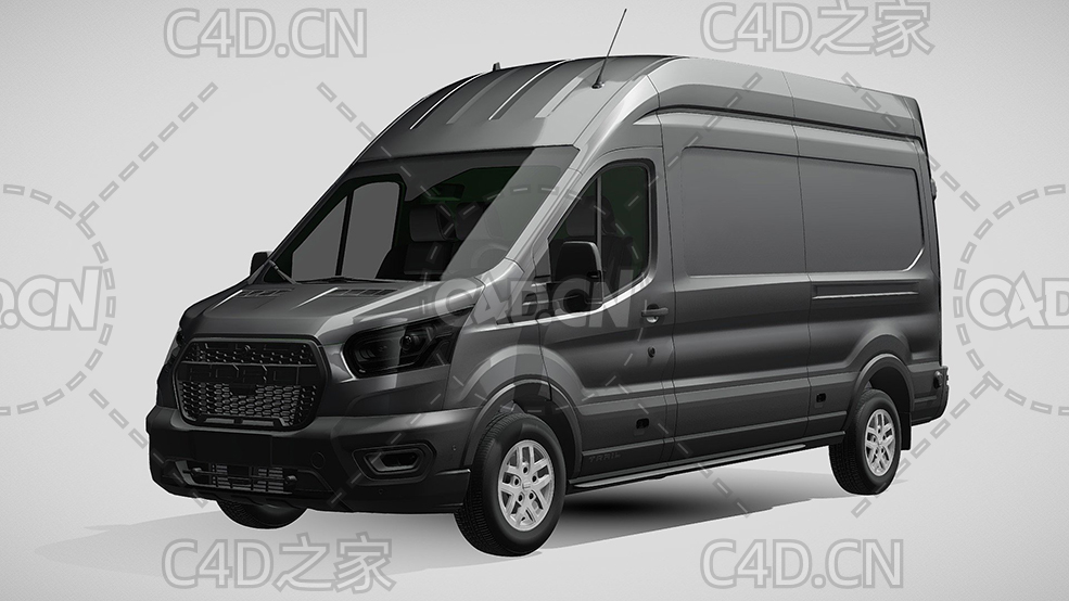 灰色福特汽车封闭货车面包车2021款C4D汽车模型下载 - C4D之家 - 241.jpg