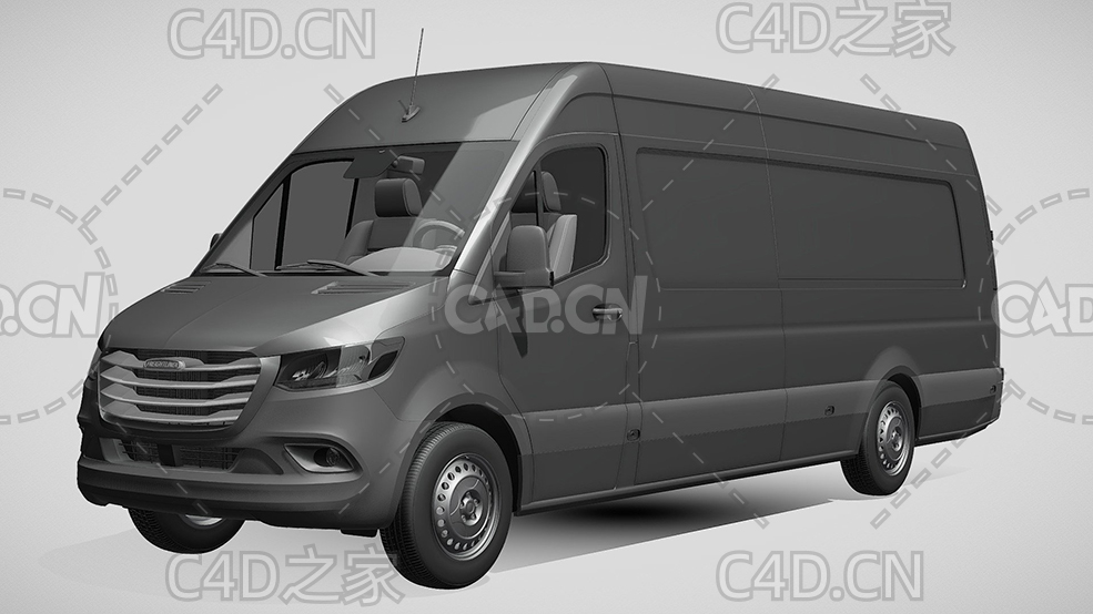 灰色福莱纳货运面包车封闭玻璃货车2019款C4D汽车模型下载 - C4D之家 - 246.jpg