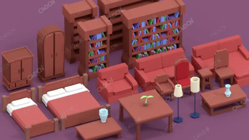 23个低面多边形家具C4D模型Furniture Pack - Oct 2017 - C4D之家 - Preview.jpg