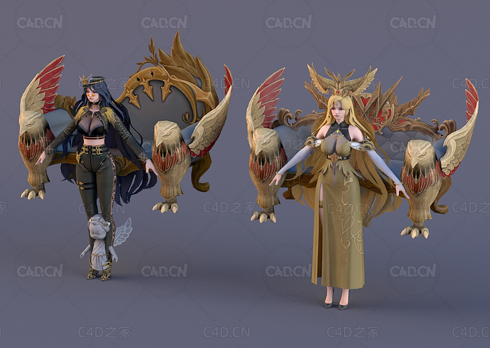 神鹰宝座女王游戏角色人物C4D模型Zeus - 3D Model