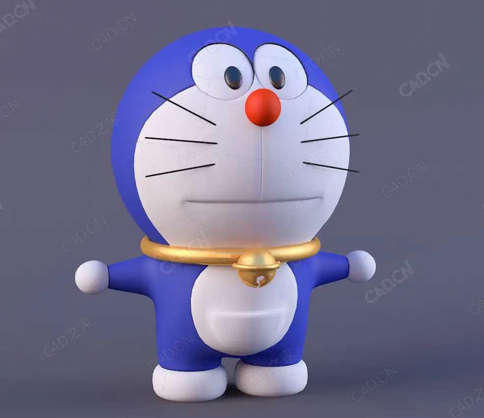 日本卡通动漫电影哆啦A梦机器猫角色C4D模型Doraemon cycles