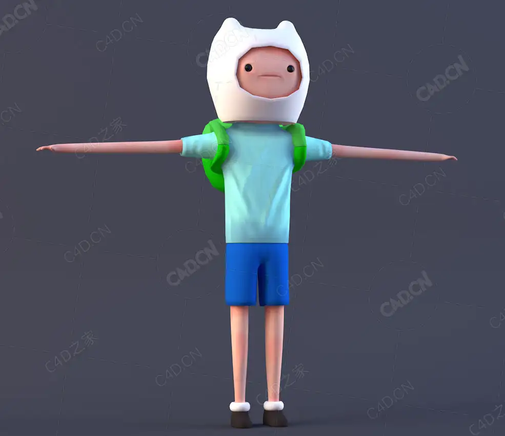 探险时光动画芬恩默滕斯卡通角色C4D模型fully rigged finn the human - C4D之家 - C4D.jpg