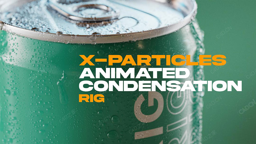 C4D模型表面水珠动画生成预设工程X-Particles Animated Condensation Rig