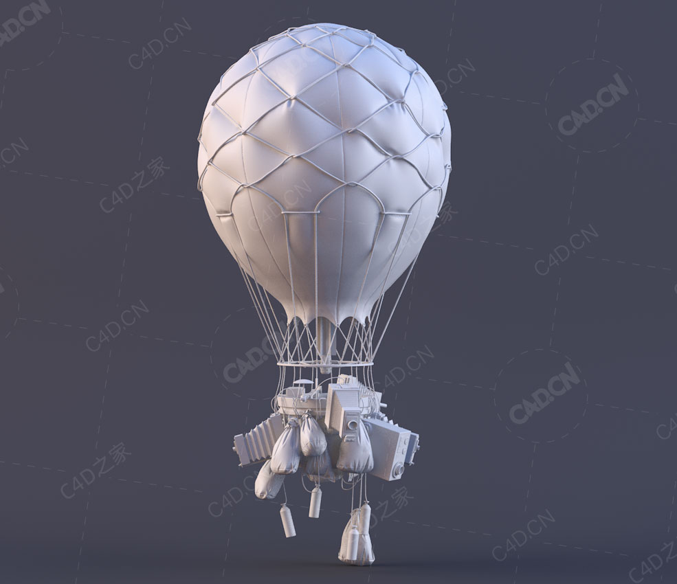 赛博朋克蒸汽气球热气球C4D模型Hot Air Balloon