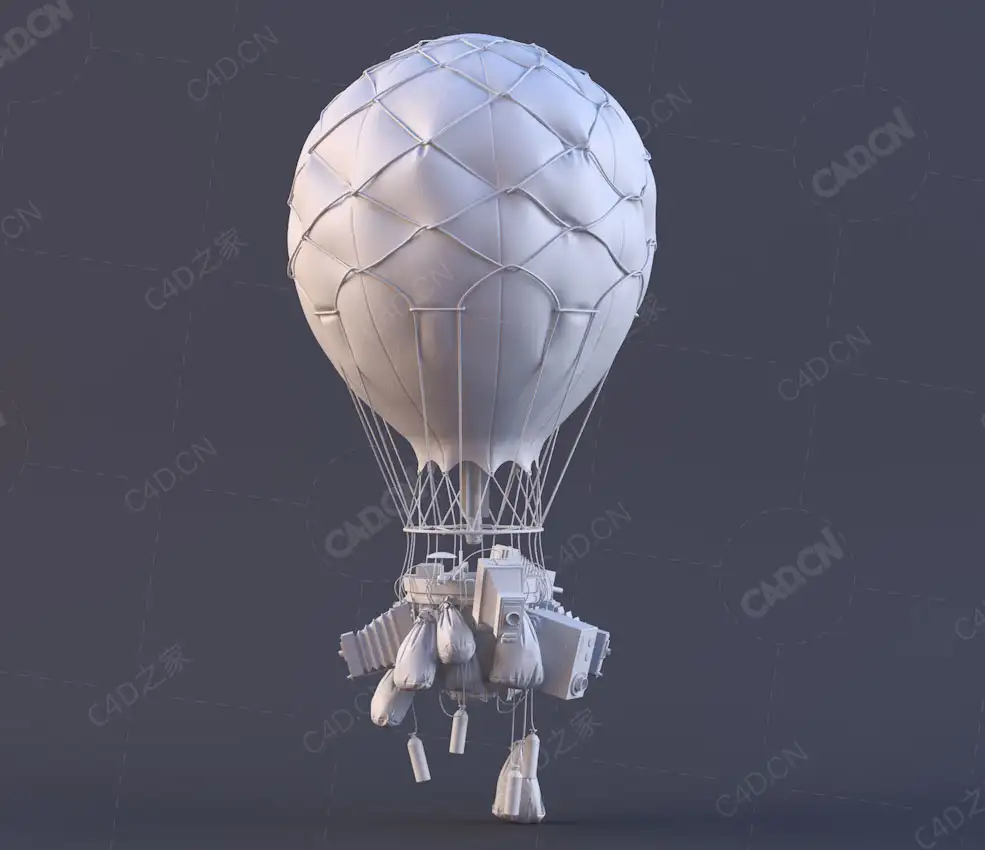 赛博朋克蒸汽气球热气球C4D模型Hot Air Balloon