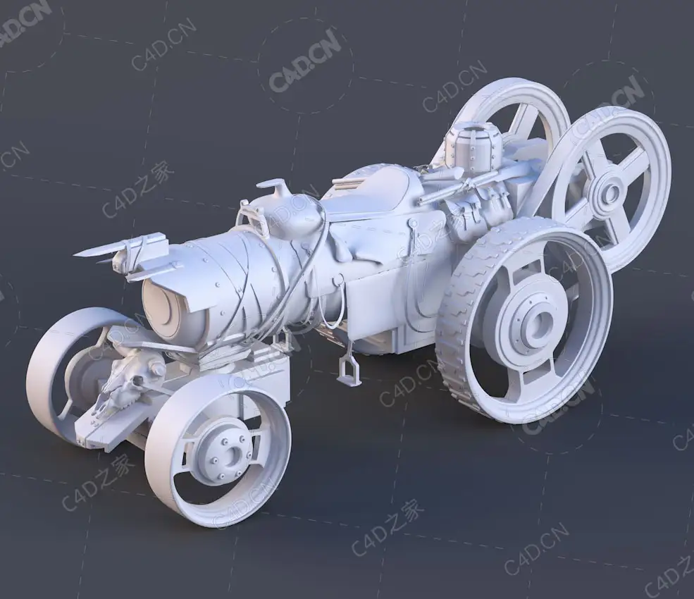 赛博朋克蒸汽火车C4D模型Steed_F03_SKFB-LP2AVM1