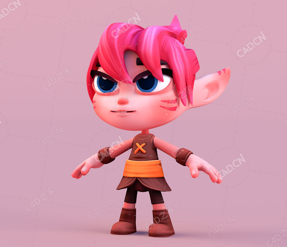 卡通人物动漫角色C4D模型lily rig from artella for blender 280 beta 279 - C4D之家 - C4D.jpg