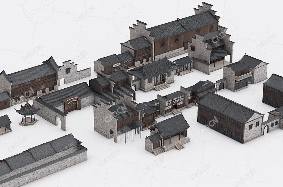 中式古建筑群古镇明清街道房子C4D模型 - C4D之家 - C4D.jpg