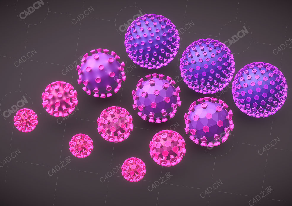 12个冠状病毒低面模型corona-virus-sars-cov-2-low-mid-hi-poly