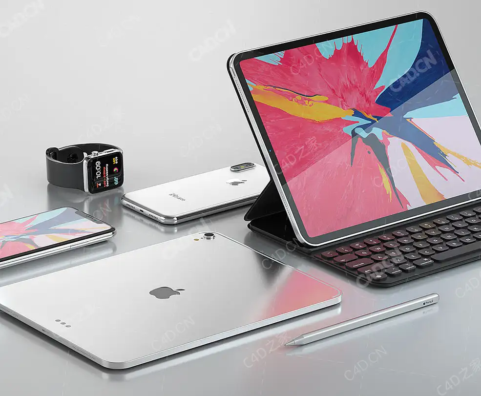 苹果平板电脑C4D OCTANE模型ipad pro