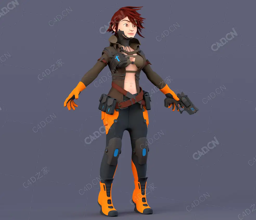 女战士女杀手卡通女性人物C4D模型Nova