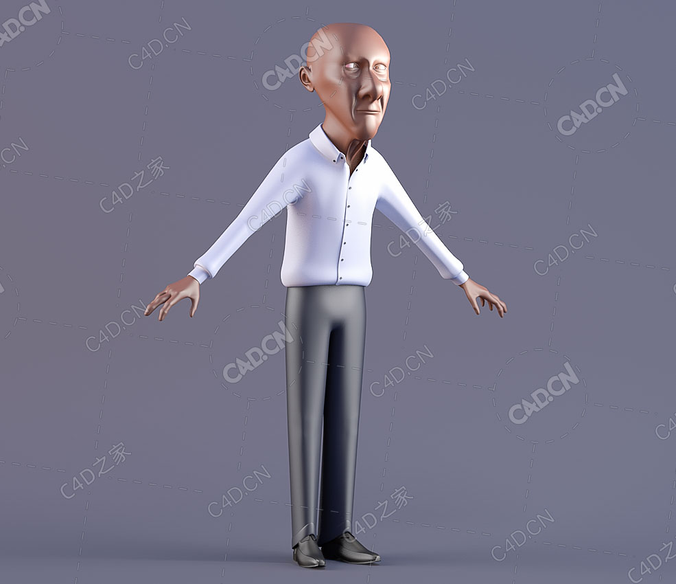 穿白衬衣的光头大爷卡通人物C4D模型Old man - C4D之家 - C4D-拷贝.jpg