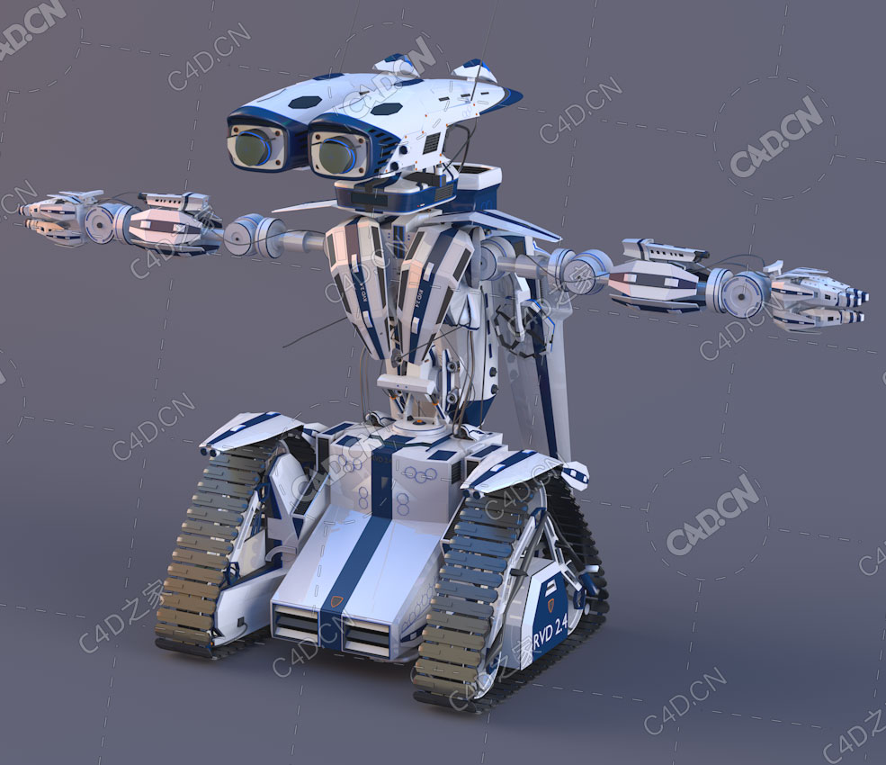 智能履带探测机器人C4D模型rvd-24-with-rig-cycles-update