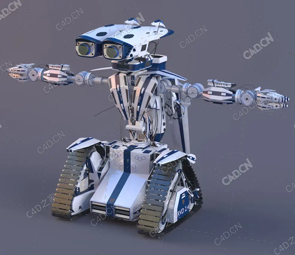 智能履带探测机器人C4D模型rvd-24-with-rig-cycles-update