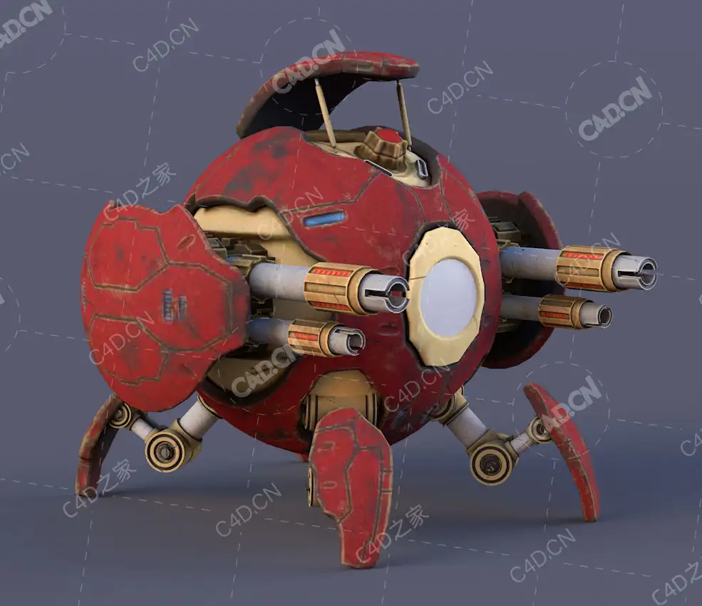 球形机甲攻击形武器科幻小球机械C4D OCTANE模型
