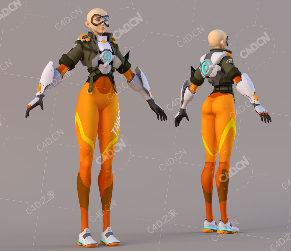 科幻女战士追踪者角色C4D模型Tracer Character Modeling