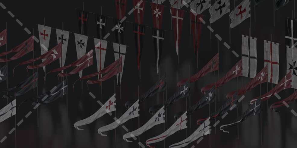 中世纪军队军旗战旗C4D模型Flag