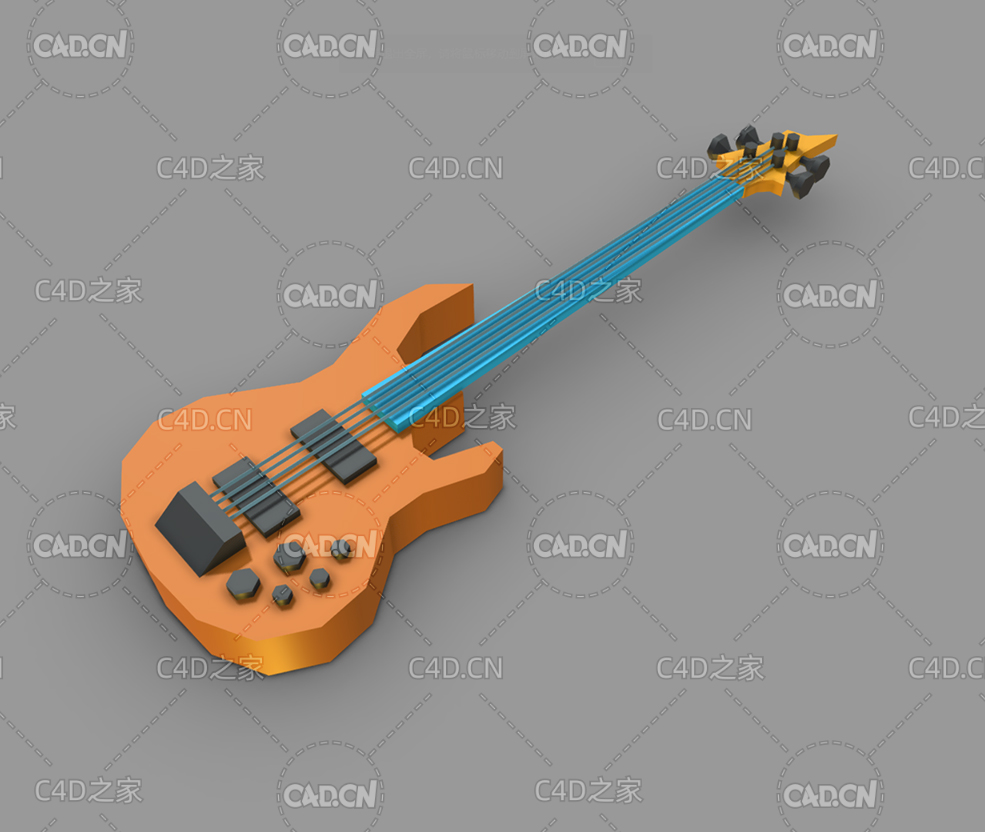 低面多边形吉它乐器模型Asset_Music_Guitar - C4D之家 - 80.jpg